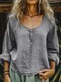 Casual Plain Crew Neck Blouse