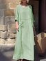 Casual Plain Crew Neck Maxi Dress