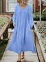 Casual Plain Regular Sleeve Crew Neck Midi Dress