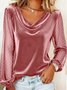 Women Polka Dots V Neck Casual Long Sleeve T-shirt