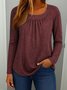 Women Plain Crew Neck Casual Long Sleeve T-shirt