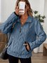 Plain Lady Romance Loose Stand Collar Sweatshirt