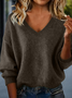 Wool/Knitting Loose Lady Romance V Neck Sweater