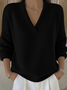 Casual Plain Split Joint Cotton Sweater