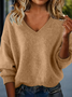 Wool/Knitting Loose Lady Romance V Neck Sweater