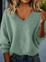 Wool/Knitting Loose Lady Romance V Neck Sweater