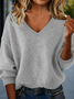 Wool/Knitting Loose Lady Romance V Neck Sweater
