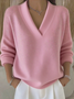 Casual Plain Split Joint Cotton Sweater