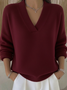 Casual Plain Split Joint Cotton Sweater