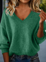 Wool/Knitting Loose Lady Romance V Neck Sweater