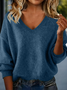 Wool/Knitting Loose Lady Romance V Neck Sweater