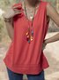 V Neck Solid Hollowed Sleeveless Top