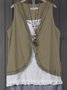 Buttoned Ruffled Sleeveless Linen Solid Blouse