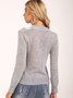 Grey Long Sleeve Color-Block V Neck Knitted Sweater