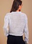 Grey V Neck Long Sleeve Knitted Sweater