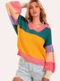 Multicolor Sweet Knitted Color-Block Sweater