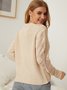Beige Knitted Long Sleeve Crew Neck Cardigan