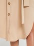 Khaki Short Sleeve Casual Buttoned Weaving Dress