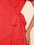 Red Lace-Up Polka Dots Swing Short Sleeve Weaving Dress