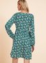 Green Floral Holiday Weaving Dress