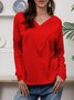 Women Solid Shift Elegant Solid Long Sleeve V Neck Blouse