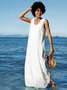 Women Summer Plus Size Sleeveless U-Neck Linen Maxi Knitting Dress