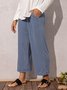 Blue Knitted Casual Pants
