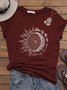 Vintage Short Sleeve Sun Letter Printed Casual Top