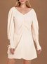Apricot Chiffon Long Sleeve A-Line Weaving Dress