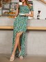 Green Holiday Floral Weaving Dress
