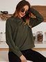 Army Green Casual Shift Cutout Sweatshirt