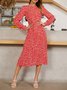 Red Vintage A-Line Crew Neck Polka Dots Women Dress