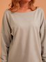 Gray Long Sleeve Cotton Solid Sweatshirts