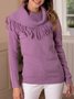 Casual Knitted Solid One Shoulder Sweater