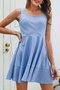 Light Blue A-Line Solid Tc Holiday Knitting Dress