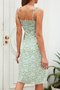 Green Sleeveless Floral Tc A-Line Weaving Dress