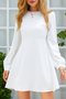 White Sweet Chiffon Long Sleeve Weaving Dress