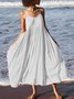 Women Midi Boho Dress Summer Sleeveless Loose Plain Casual Sundress