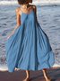 Women Midi Boho Dress Summer Sleeveless Loose Plain Casual Sundress