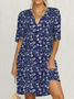 Floral V Neck Casual Dress