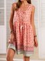 Boho Floral Cold Shoulder Shift Weaving Dress