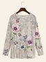 Floral Cotton-Blend 3/4Sleeve Casual Shirt & Top