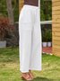 Women's Bootcut Culottes Wide Leg Chinos Cotton Faux Linen Baggy Mid Waist Lightweight Basic Wedding Daily Spring & Fall