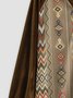 Long sleeve V-neck notched neck solid color stitching geometric national style pattern gorgeous VELVET TOP Plus Size