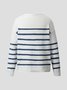 Women Striped Casual Winter Square neck Acrylic Daily Long sleeve Loose Regular Sweater