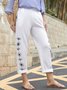 Floral Casual Loose Elastic Waist Linen Pants with Pockets