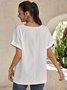 Casual Short Sleeve Cotton-Blend V Neck Shirts & Tops