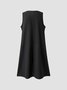 Women Plain Casual Loose V Neck Sleeveless Tank Dress