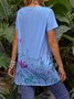 Short Sleeve Crew Neck Vintage Cotton-Blend T-shirt