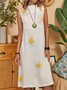 Sleeveless Cotton-Blend Printed Knitting Dress